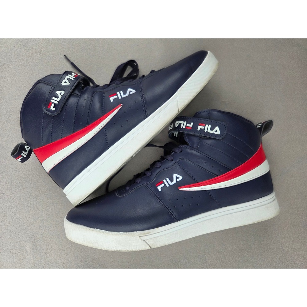 Fila Vulc 13 Mid Plus Mens Navy Red White High Top Sneakers Size 12 CM00884-422